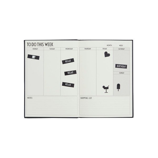 Černý týdenní plánovač Design Letters Plans-image-1