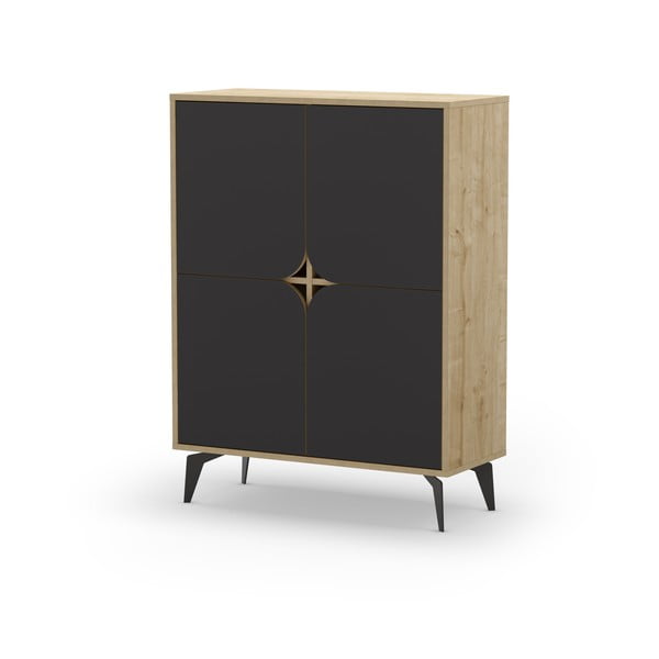 Skříňka v dekoru dubu v černo-přírodní barvě 90x120 cm Nola – Marckeric-image-3