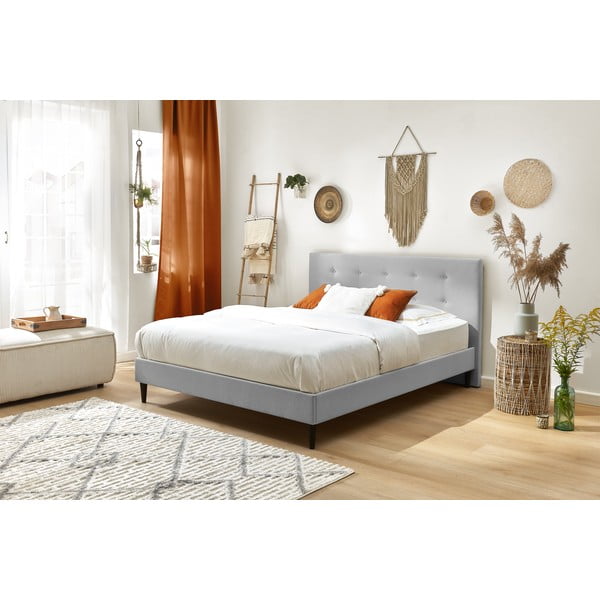 Světle šedá čalouněná dvoulůžková postel s roštem 180x200 cm Rory – Bobochic Paris-image-3