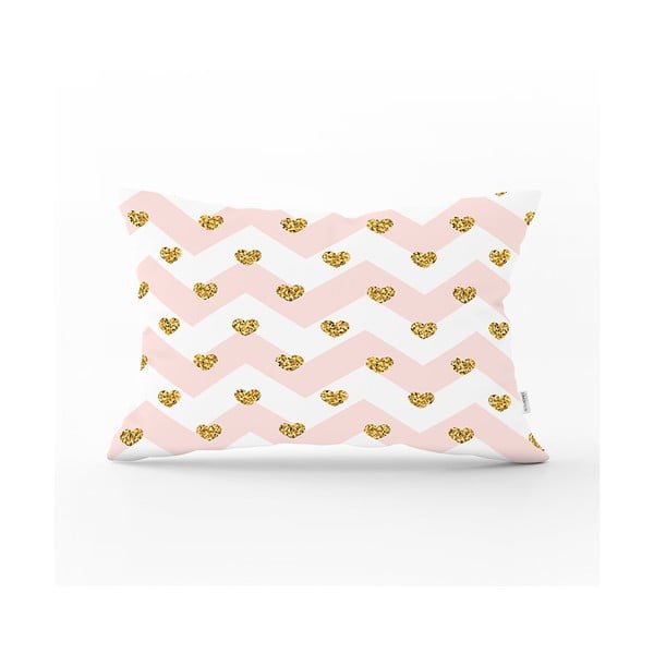 Dekorativní povlak na polštář Minimalist Cushion Covers Gold Hearts, 35 x 55 cm