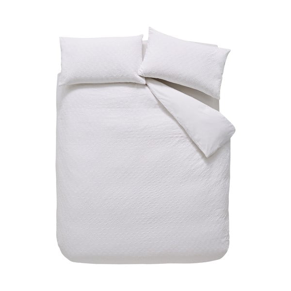 Bílé bavlněné povlečení na jednolůžko 135x200 cm Waffle – Bianca-image-2