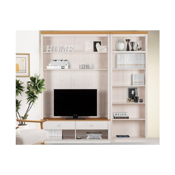 Bílá TV sestava z borovicového dřeva 214x223 cm Anita – Støraa-image-2