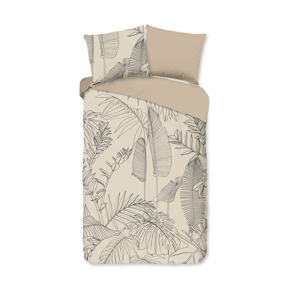 Béžové bavlněné povlečení na jednolůžko/prodloužené 140x220 cm Sym – Good Morning