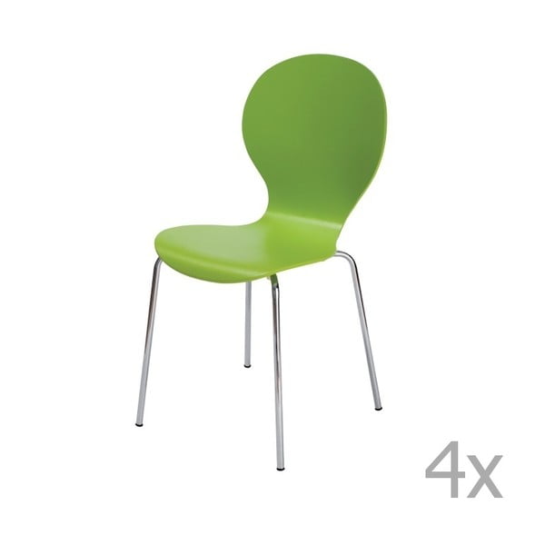 Sada 4 zelených  jídelních židlí 13Casa Siltou