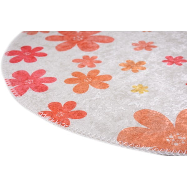Oranžový/slonovinový pratelný dětský koberec ø100 cm Fall Flowers – Vitaus-image-2