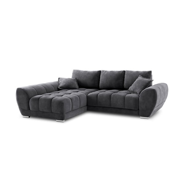 Tmavě šedá rozkládací rohová pohovka se sametovým potahem Windsor & Co Sofas Nuage, levý roh-image-2