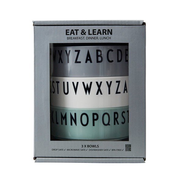 Sada 3 dětských misek Design Letters Breakfast. Dinner. Lunch.-image-2