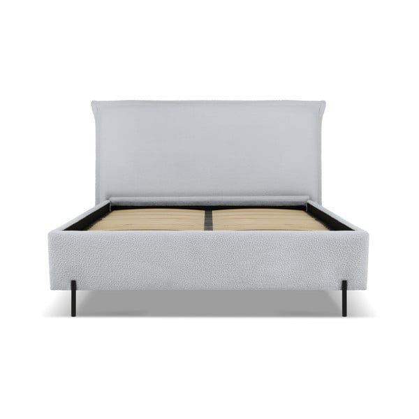 Šedá čalouněná dvoulůžková postel s úložným prostorem a roštem 180x200 cm Armie – Milo Casa-image-2