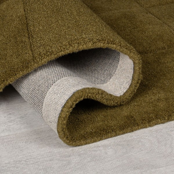 Khaki ručně tkaný vlněný koberec 200x290 cm Checkerboard – Flair Rugs-image-2