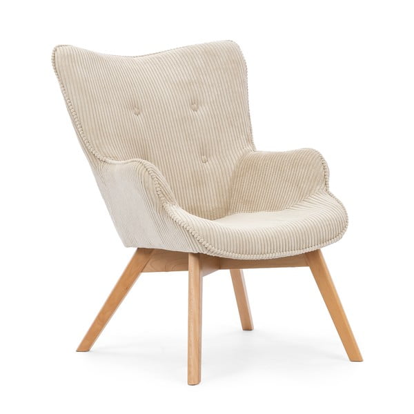 Béžové manšestrové křeslo s podnožkou Niko – Ropez-image-4