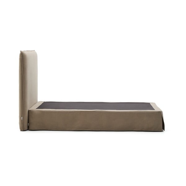 Taupe čalouněná jednolůžková postel 90x200 cm Jaira – Kave Home-image-3