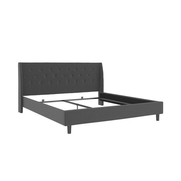 Tmavě šedá čalouněná dvoulůžková postel 180x200 cm Her Majesty – Støraa