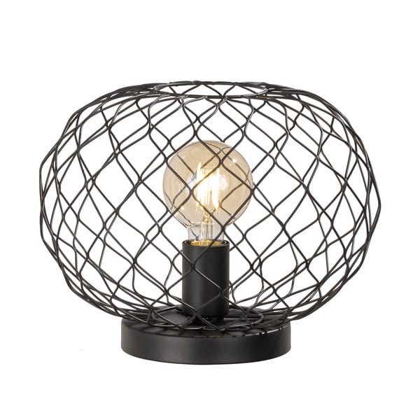 Černá stolní lampa s kovovým stínidlem (výška 23 cm) Justin – Fischer & Honsel