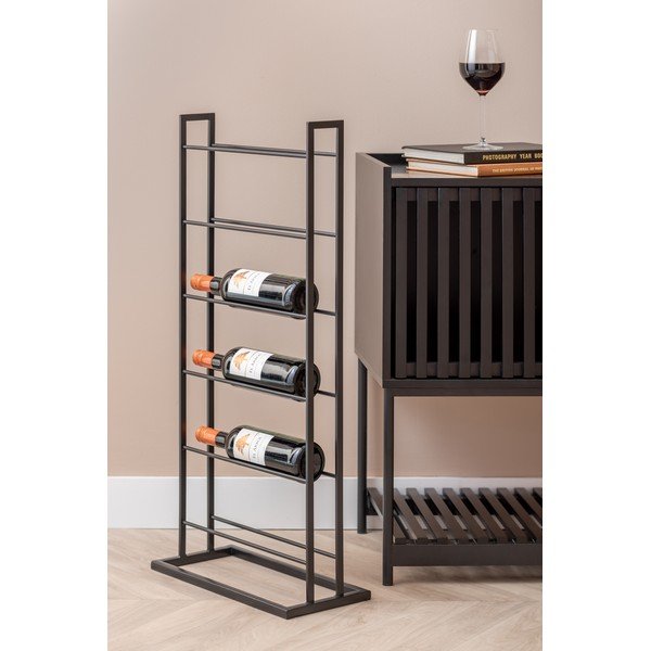 Černý kovový regál na víno počet lahví 5 38x84,5x20 cm Single Floor – PT LIVING-image-1