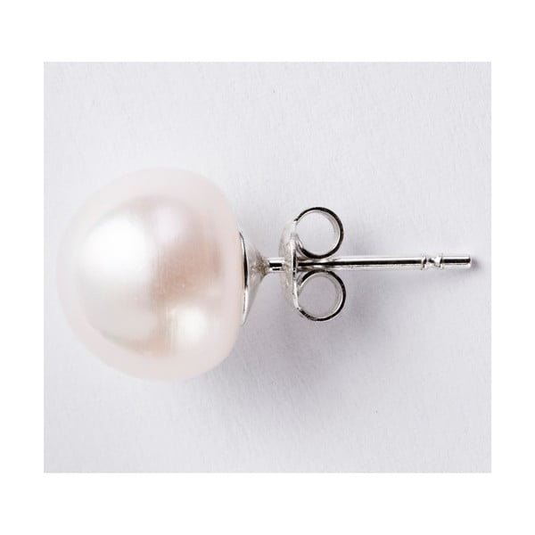 Stříbrné náušnice s bílými perlami 12 mm
