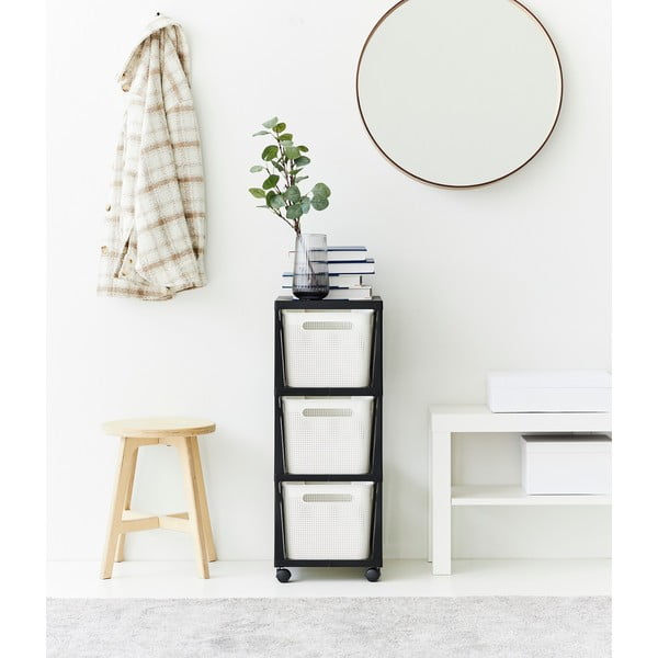 Bílo-černý plastový pojízdný regál 30x77 cm Brisen - Rotho-image-3