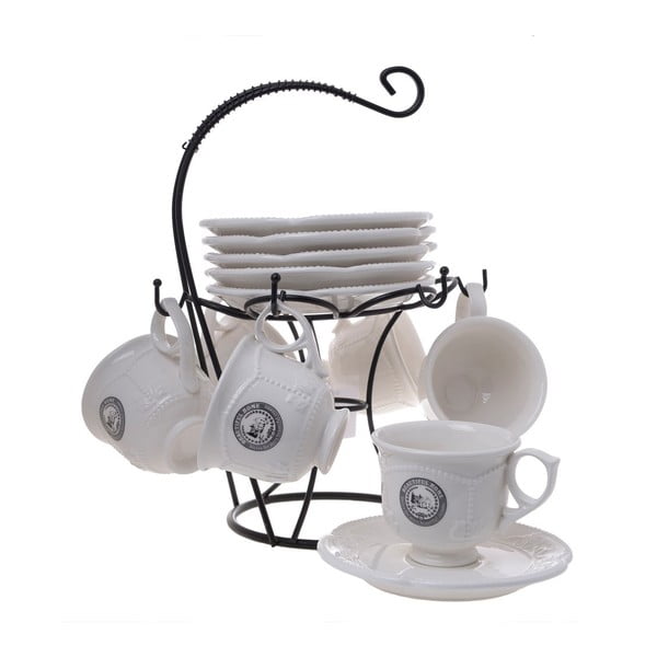 Set porcelánových hrnků na kávu s podšálky ve stojanu Classico