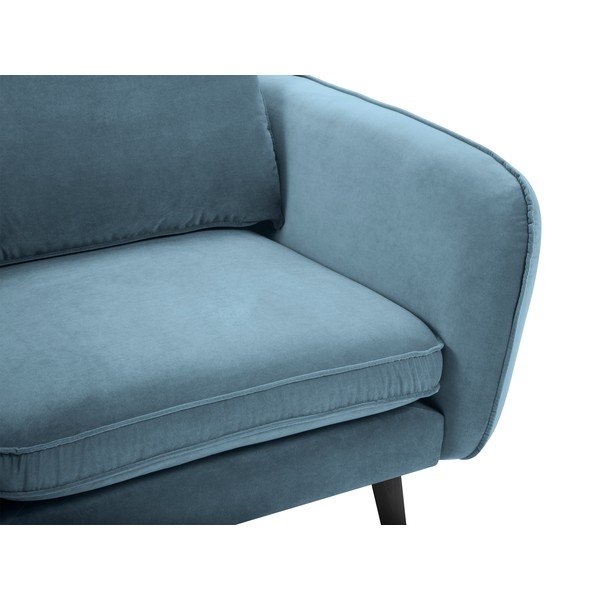 Světle modré sametové křeslo s černými nohami Kooko Home Lento-image-4