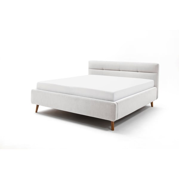 Světle šedá čalouněná dvoulůžková postel s úložným prostorem s roštem 180x200 cm Lotte – Meise Möbel