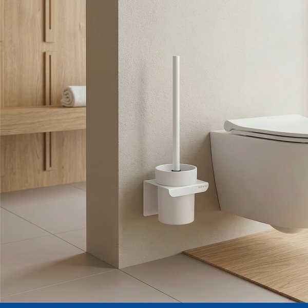 Bílá plastová WC štětka bez vrtání Turbo-loc Lizan – Wenko-image-1