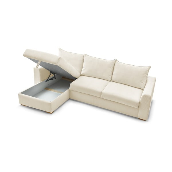 Krémová manšestrová rozkládací rohová pohovka (variabilní) Augustin – Bobochic Paris-image-4
