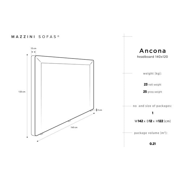 Krémové čelo postele Mazzini Sofas Ancona, 140 x 120 cm-image-4