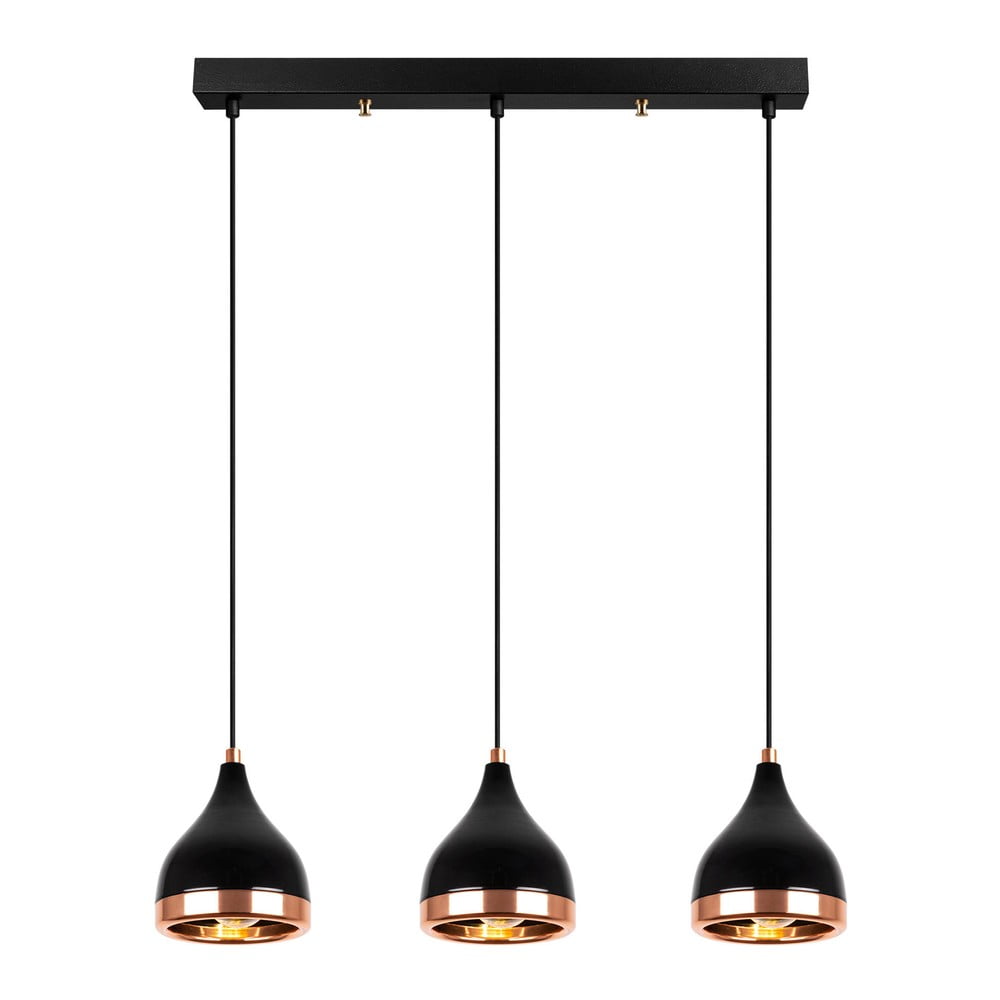 Závěsné svítidlo v černo-měděné barvě s kovovým stínidlem Yildo – Opviq lights