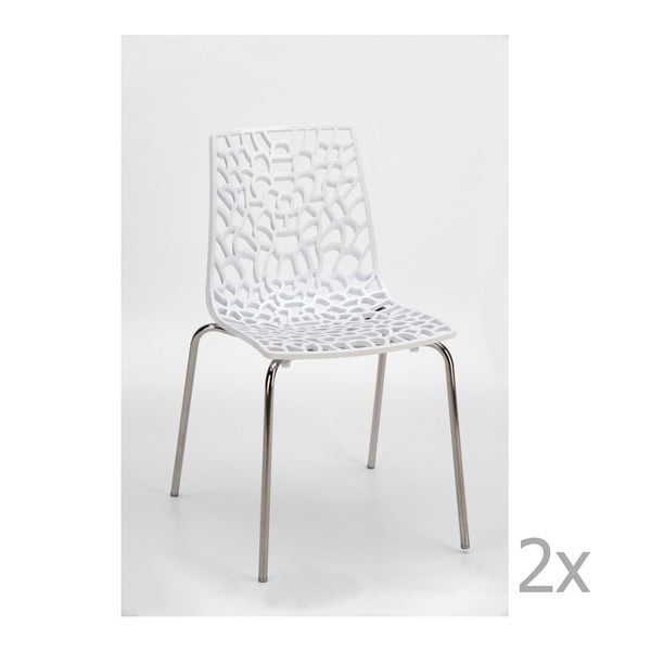 Sada 2 bílých jídelních židlí Castagnetti Groove