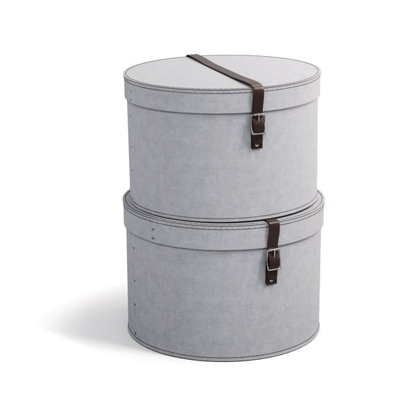 Světle šedé kartonové úložné boxy s víkem v sadě 2 ks ø 37,5x25,5 cm Rut – Bigso Box of Sweden