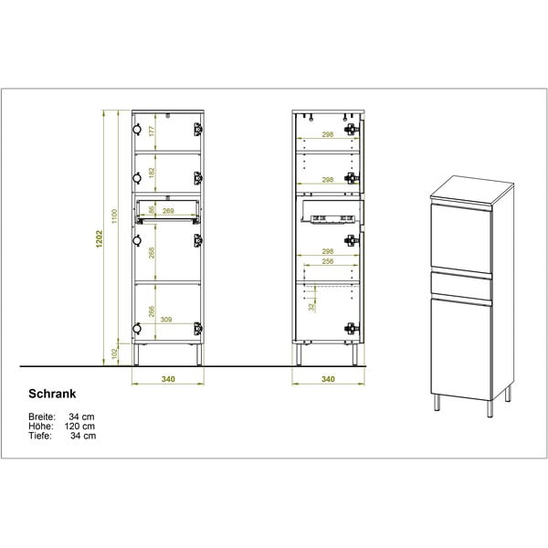 Bílá vysoká koupelnová skříňka v dekoru dubu 34x120 cm Torrance - Germania-image-3