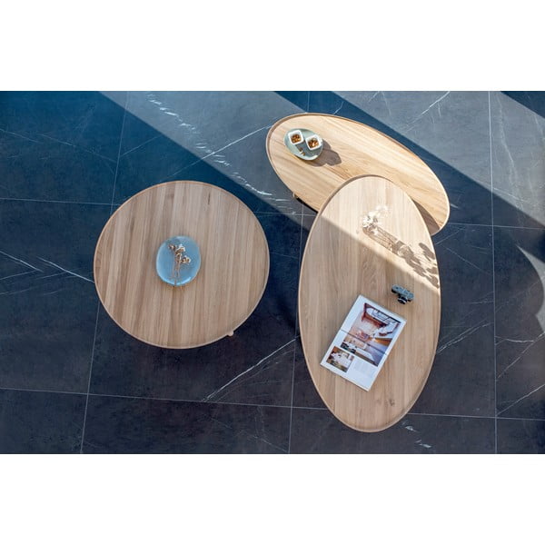 Kulatý konferenční stolek z dubového dřeva v přírodní barvě ø 100 cm Mu – Gazzda-image-1