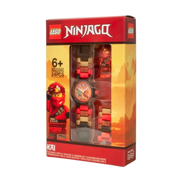 Červené náramkové hodinky se skládacím řemínkem a minifigurkou LEGO® NINJAGO Kai-image-1