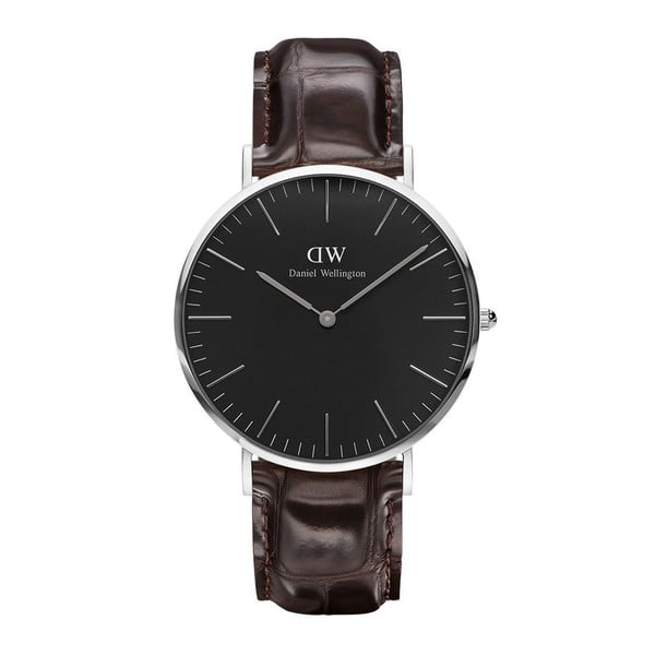 Unisex hodinky s hnědým páskem Daniel Wellington York Silver, ⌀ 40 mm