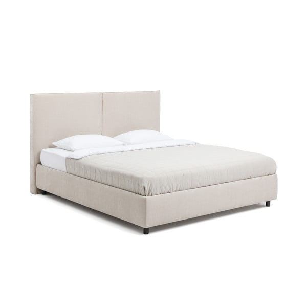 Béžová čalouněná dvoulůžková postel s úložným prostorem s matrací/s roštem 180x200 cm Myra Bold – Bonami Selection-image-3