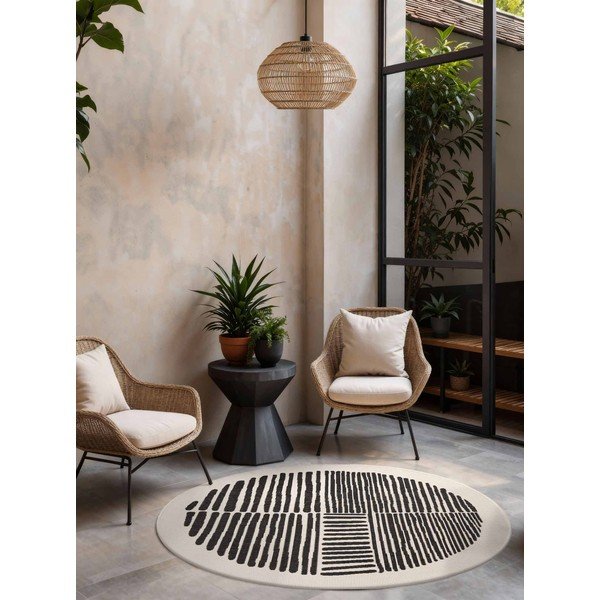 Černý/krémový kulatý vnitřní a venkovní koberec ø 200 cm Haringey Bounds – Ted Baker-image-1