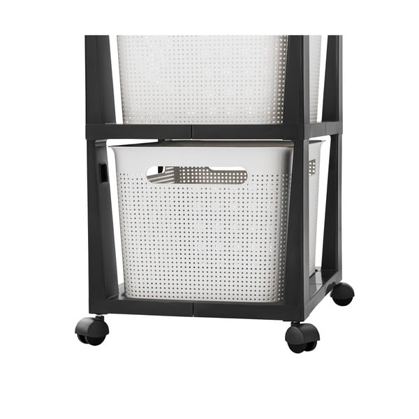 Bílo-černý plastový pojízdný regál 30x77 cm Brisen - Rotho-image-2