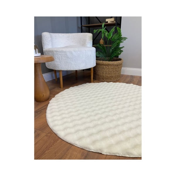 Krémový pratelný kulatý koberec ø 120 cm Bubbly – Oyo Concept-image-3