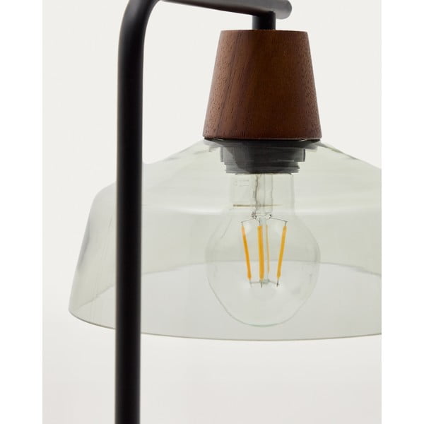 Zelená/v tmavě přírodní barvě stolní lampa se skleněným stínidlem (výška 55 cm) Silex – Kave Home-image-2