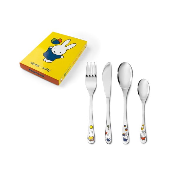 Nerezový dětský příbor ve stříbrné barvě 4 ks Miffy – Zilverstad-image-4
