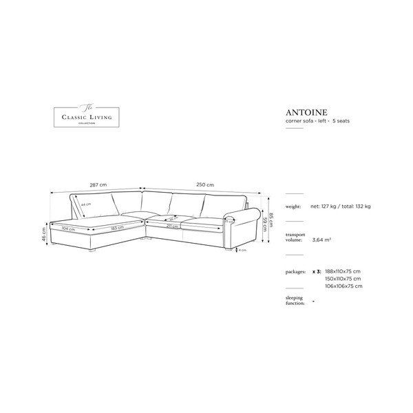 Tmavě šedá rohová pohovka Windsor & Co Sofas Hermes, levý roh-image-1