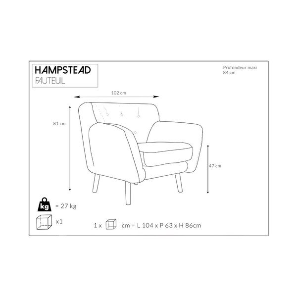 Šedé křeslo Cosmopolitan design Hampstead-image-4