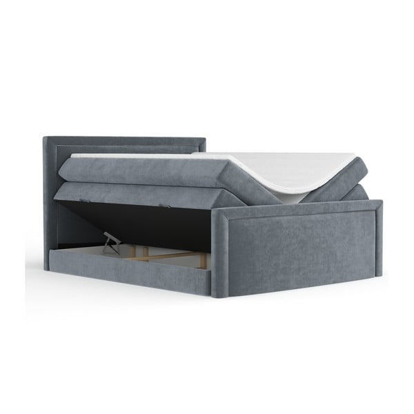 Tmavě šedá boxspring postel s úložným prostorem 160x200 cm Lavenda – Maison de Rêve-image-2