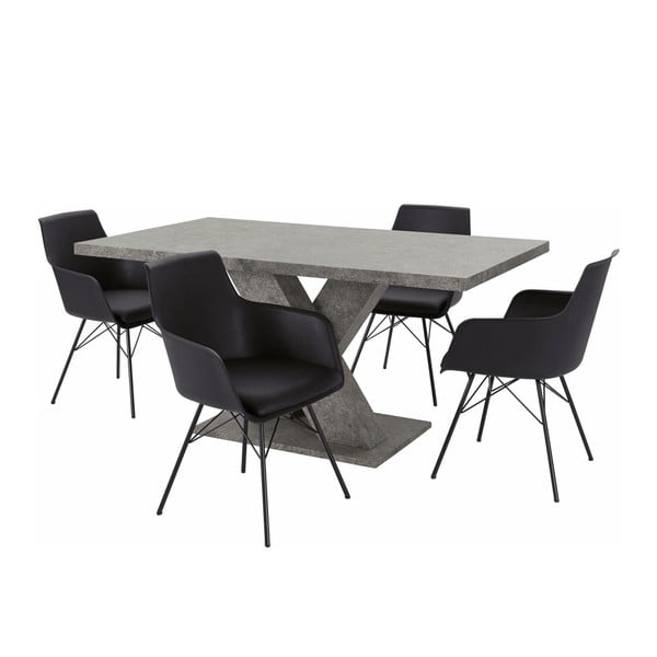 Sada stolu a 4 černých židlí Støraa Albert