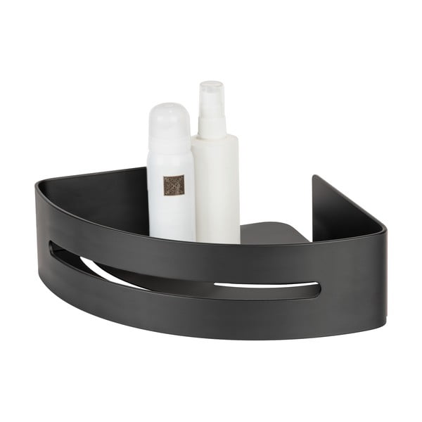 Matně černá rohová samodržící kovová koupelnová polička Bivio – Wenko-image-4