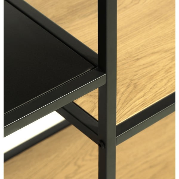 Černá/v přírodní barvě knihovna v dekoru dubu 80x146x35 cm Altino – Unique Furniture-image-4