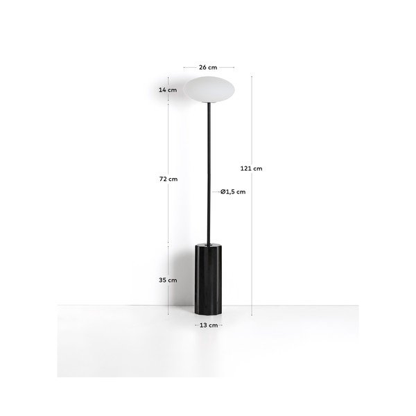 Bílá/černá stojací lampa se skleněným stínidlem (výška 120 cm) Idela – Kave Home-image-3