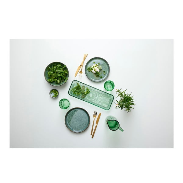 Zelený skleněný servírovací talíř 14x38 cm Kusintha – Bitz-image-4