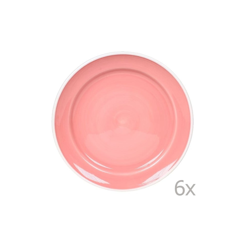 Sada 6 talířů Puck 26.5 cm, růžový