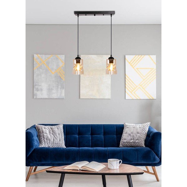 Černé závěsné svítidlo se skleněným stínidlem 10x44 cm Felis – Candellux Lighting-image-1