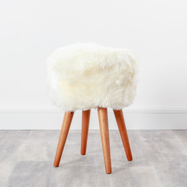 Stolička s bílým sedákem z ovčí kožešiny Native Natural, ⌀ 30 cm-image-2